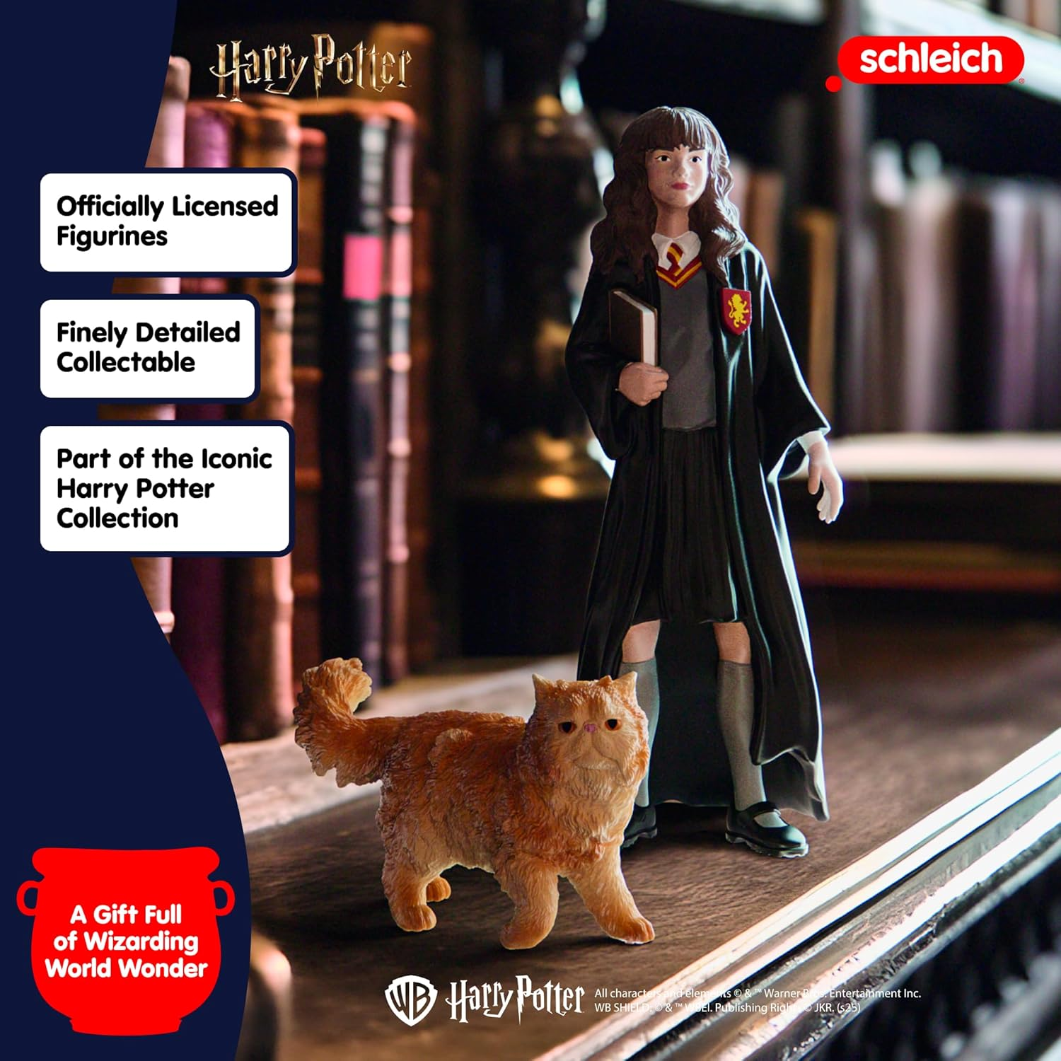 Schleich Harry Potter - Hermonie and Crookshanks Cat Figurines - 2 PC Harry Potter Set - Wizarding World Collectible Figures for Kids and Adults - Toys for Ages 6+ | 42635 - Multicolor image number 4
