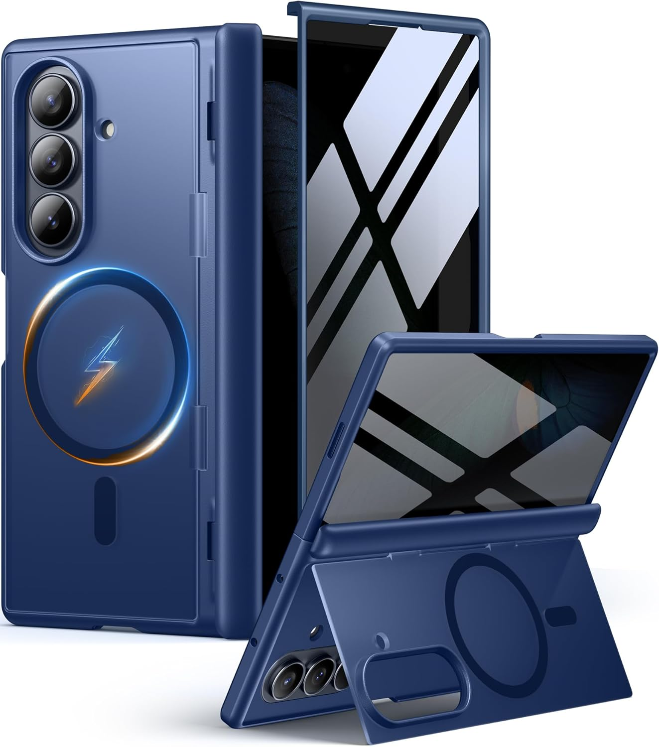 MOBOSI for Z Fold 7 Case with Privacy Screen Protector, [Compatible with Magsafe], [Built-In Kickstand & Full Body Hinge Protection] Magnetic Slim Phone Case for Samsung Galaxy Z Fold7, Blue