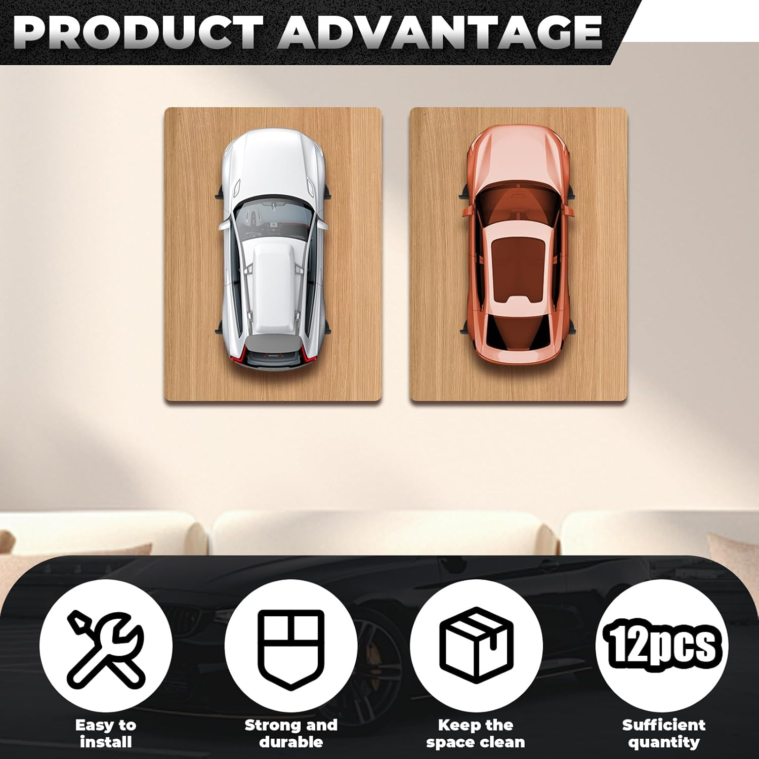 12/20 Pac Car Display Wall Mount Firm Display Cars by Wheels on Wall Vertical Car-Display Bracket Compatible with Car Models Easy-To-Install Hanging Cars Display Rack (20) image number 4