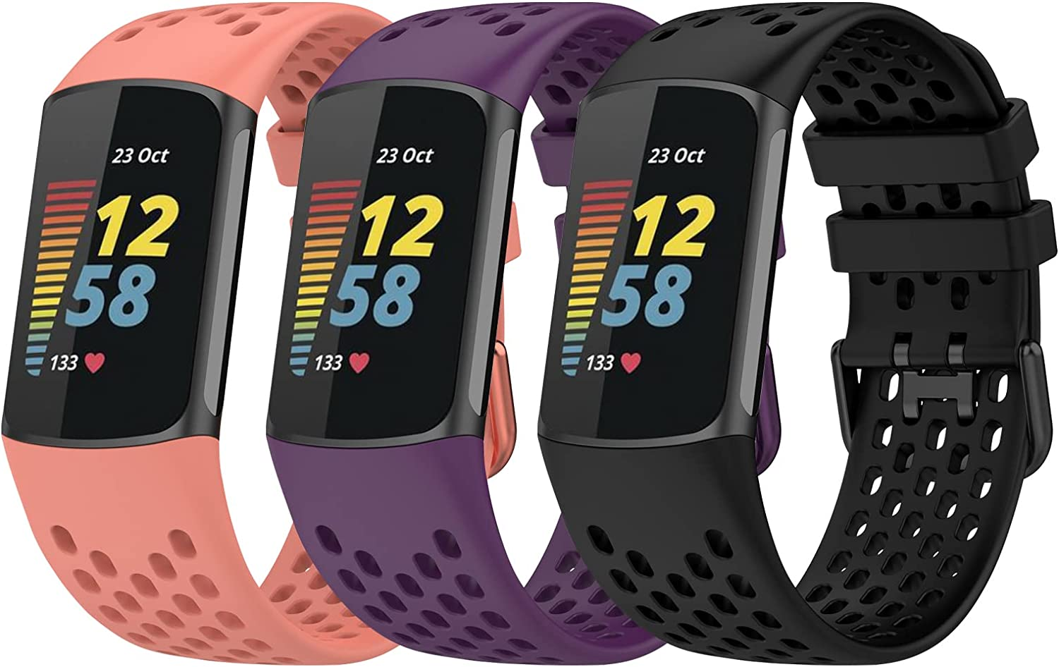 Replacement Bands Compatible with Fitbit Charge 5 Bands/Fitbit Charge 6 Bands,Proxima Breathable Sport Band Soft Waterproof Replacement Wristbands Strap for Fitbit Charge 5/6 Advanced Fitness Tracker