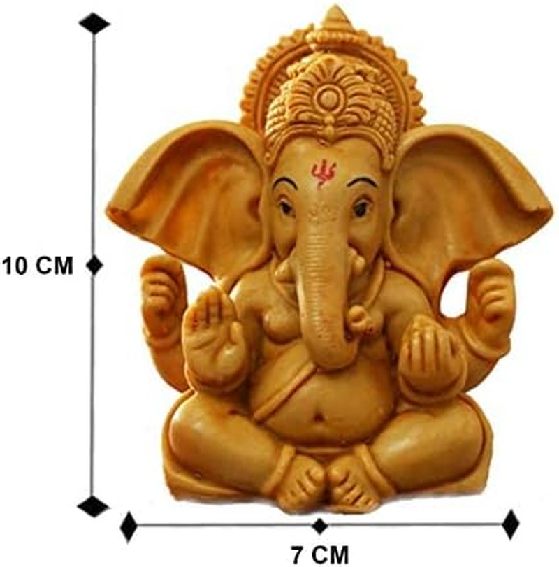 Ascension Handcrafted Yellow Ochre Ganesha Beautiful Lord Ganesha Idol Figurine Showpiece Sculpture Hindu Polyresin Car Dashboard image number 4