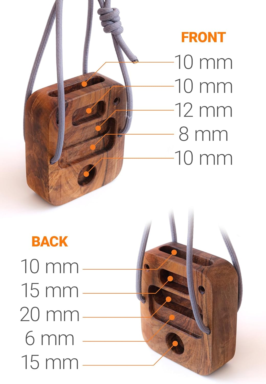 Portable Hangboard for Rock Climbing Holds,Fingerboard Trainer for Hand Grip Strengthener,Pinch Block Grip,Home Gym Fitness Workout Equipment -Hard Wood image number 6