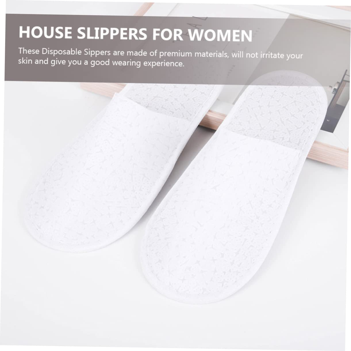 SOESFOUFU 10Pairs Slip Guest Slippers Disposable Thin Travel Slippers for Hotel Spa Salon image number 6