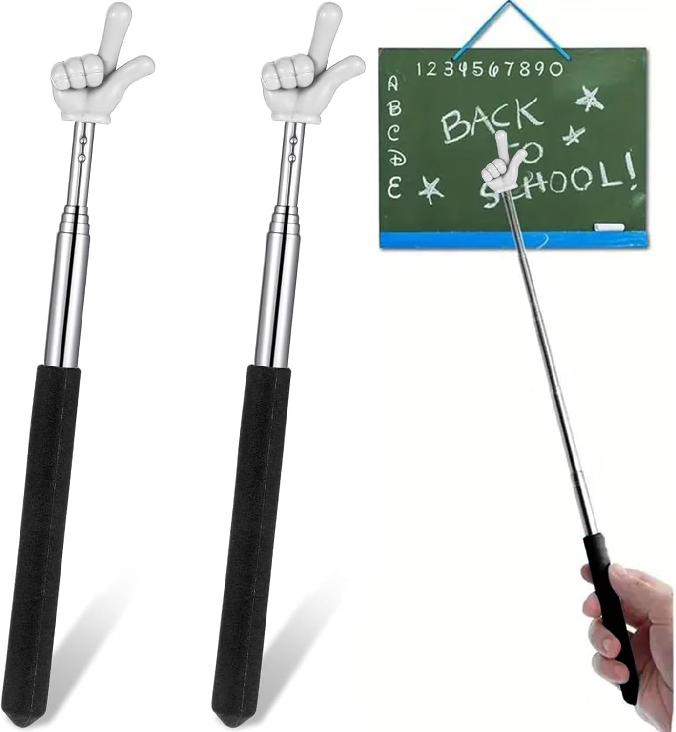 2Pcs Pointer Finger Stick &ndash; Multipurpose Teacher Supplies Pointer Stick, Classroom Pointer and Finger Pointer Stick, Engaging Colors &ndash; Classroom Essentials for Effective Presentations（Black） image number 2