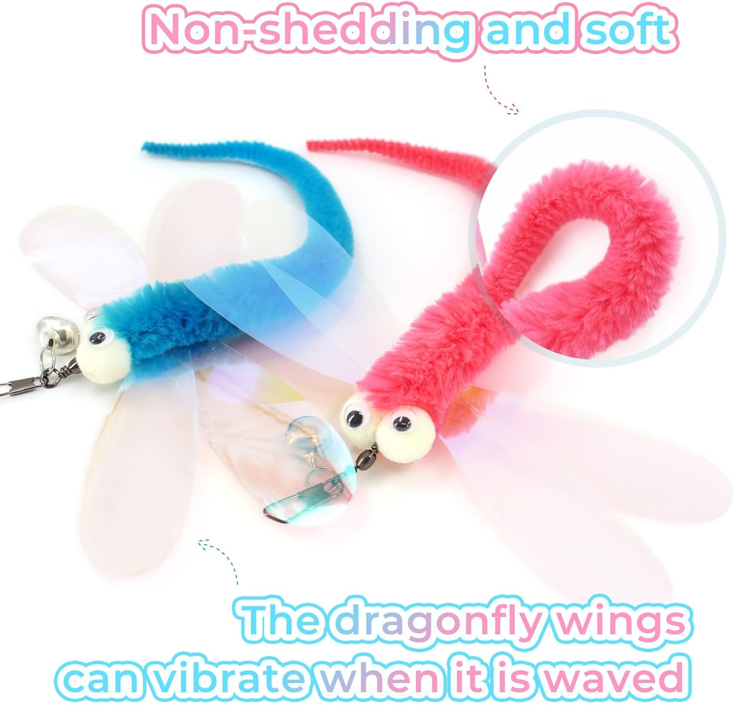 SONGWAY Cat Toy Wand Replacement - 6 Dragonflie Cat Toys, Cat Feather Toy Refills, Cat Teaser Wand Attachments, Interactive Cat Toys for Indoor Cats image number 5