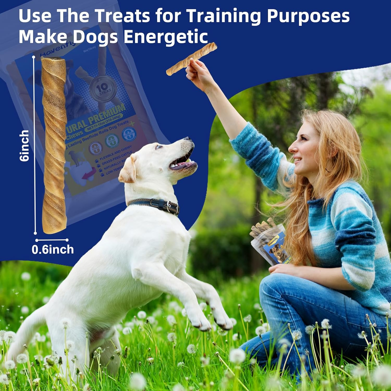 Natural 5-8" Bully Sticks for Small & Large Dogs-Long Lasting, Rawhide Free, Low Odor Dental Chew Treat-100% Real Beef - 8 Oz. Bag-10 Sticks image number 1