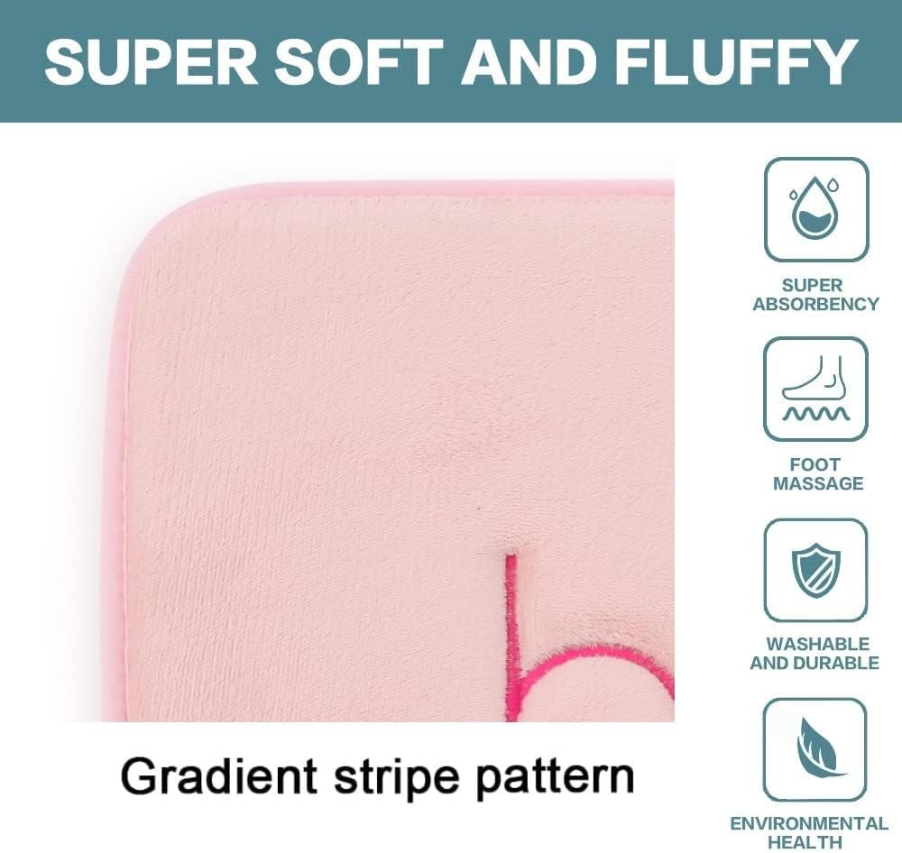 CARLA HOME Extra Thick Memory Foam & Super Comfort Bath Rug Mat, Non Slip Absorbent Super Cozy Velvet Bathroom Mat, Luxury Soft Carpet for Home Bathroom Shower (60 X 40 Cm) (Pink)