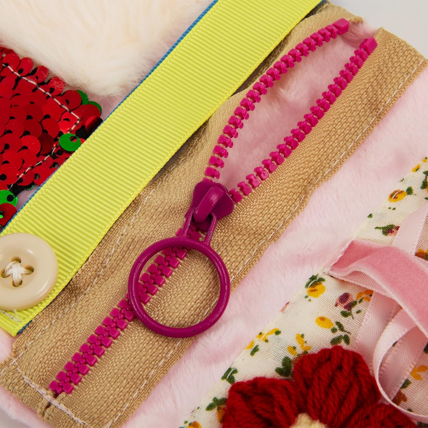 AGDGV Fidget Blanket for Alzheimer'S & Dementia Patients - Sensory Therapy Anxiety Relief Gifts for Seniors, Elderly Adults with Calming Textures, Pink Wrist Cuff Attachment, Dementia Activities Tools image number 6