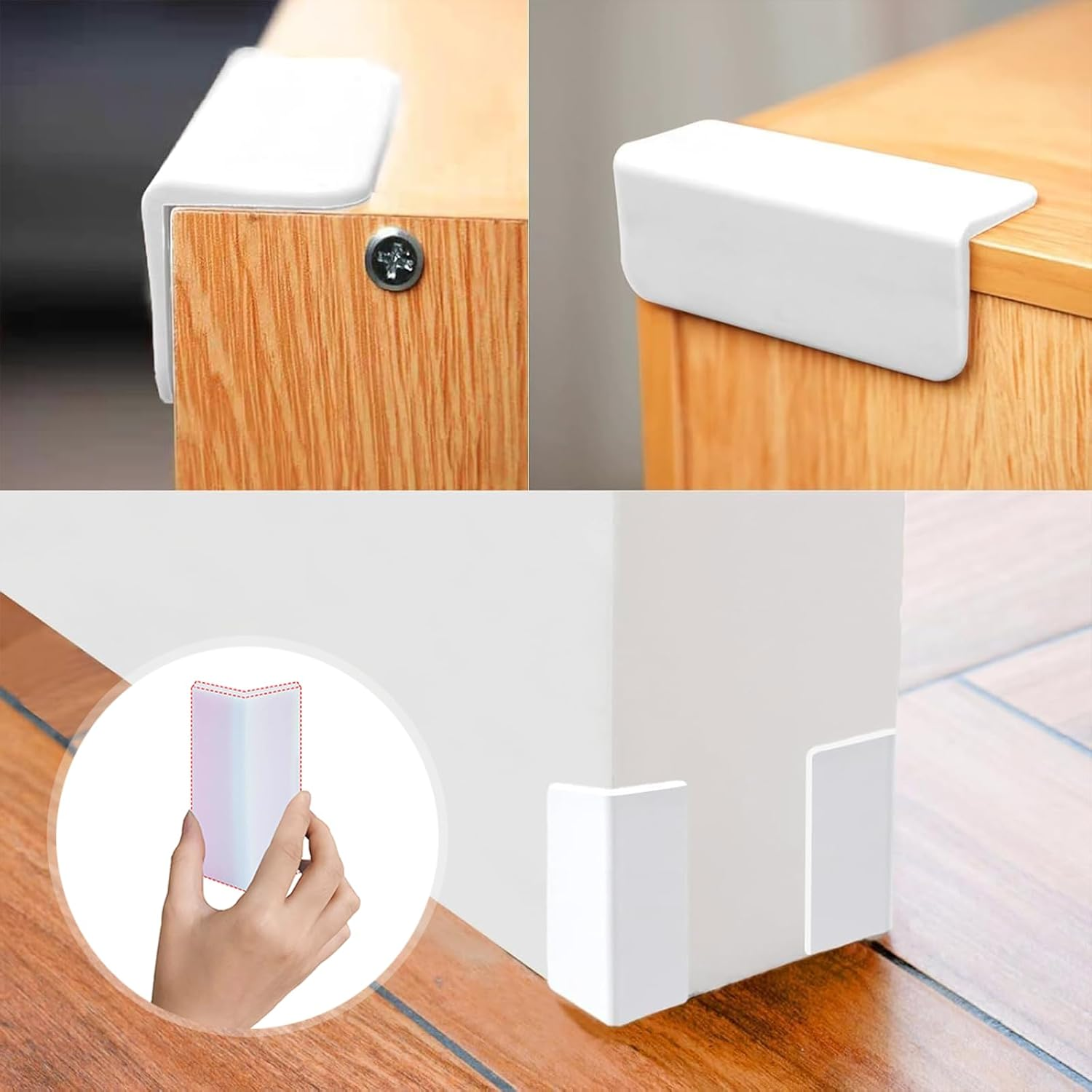 White Baseboard Corners Blocks Self Adhesive, Thickened Rubber Safety Corner Protectors Cushion, Soft Edge Furniture Wall Guards (4 PCS)