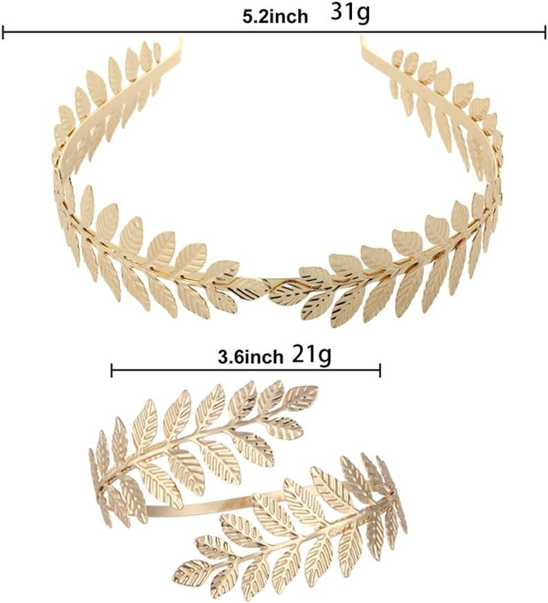 Visxcnu Women'S Hair Band, Gold Headpiece, Bride, Roman Goddess Headband, Girls Laurel Wreath, Hair Accessories, Golden Wedding, Boho Leaf Hair Crown Accessories, Pack of 1, Metal image number 4