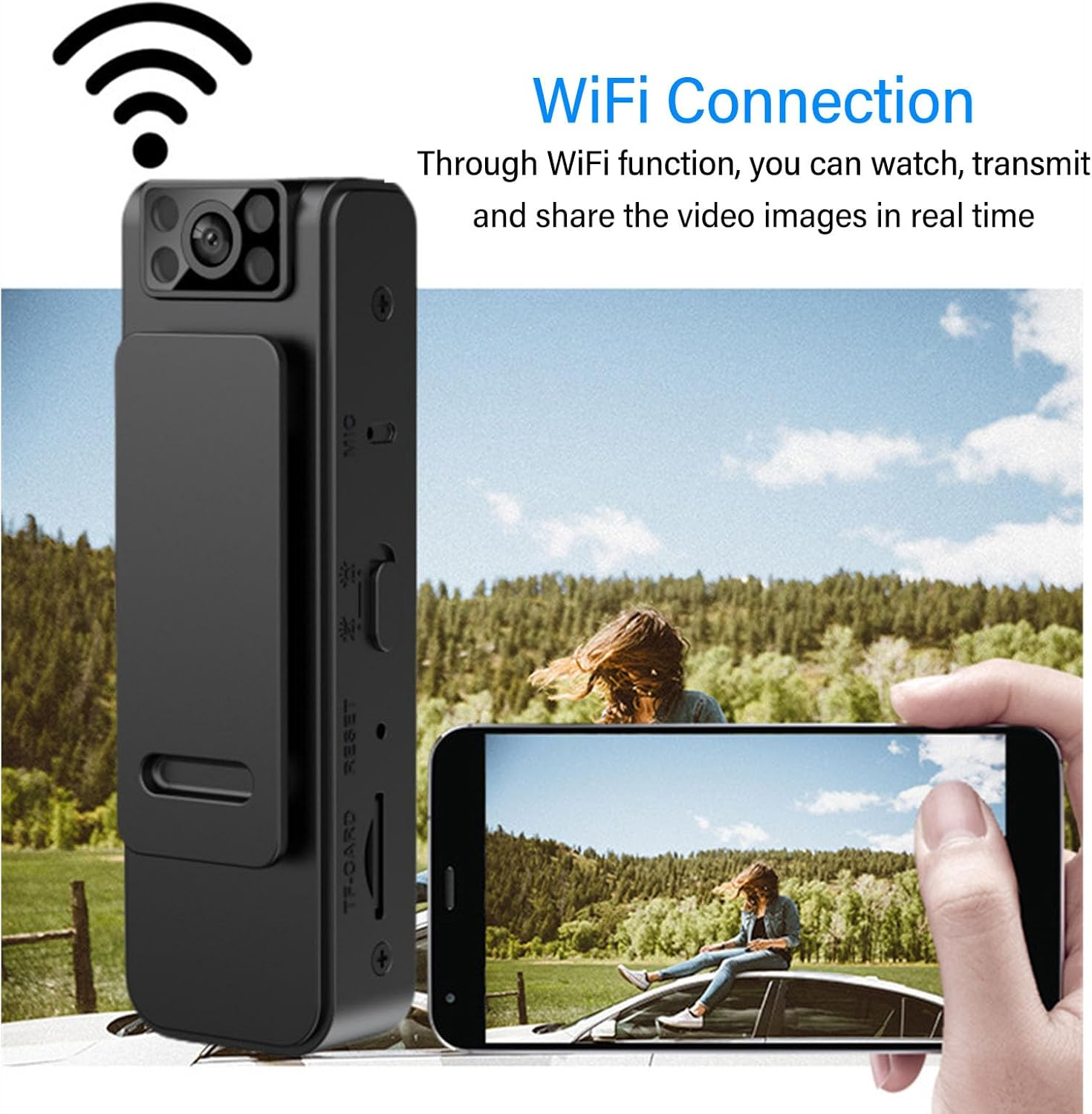 Mini Body Camera, 1080P HD Night Vision Wearable Camcorder, Wifi Nanny Small Cam with 90&deg; Rotatable Lens, Back Clip, Built in 4 Infrared Lights, for Law Enforcement Sports image number 2