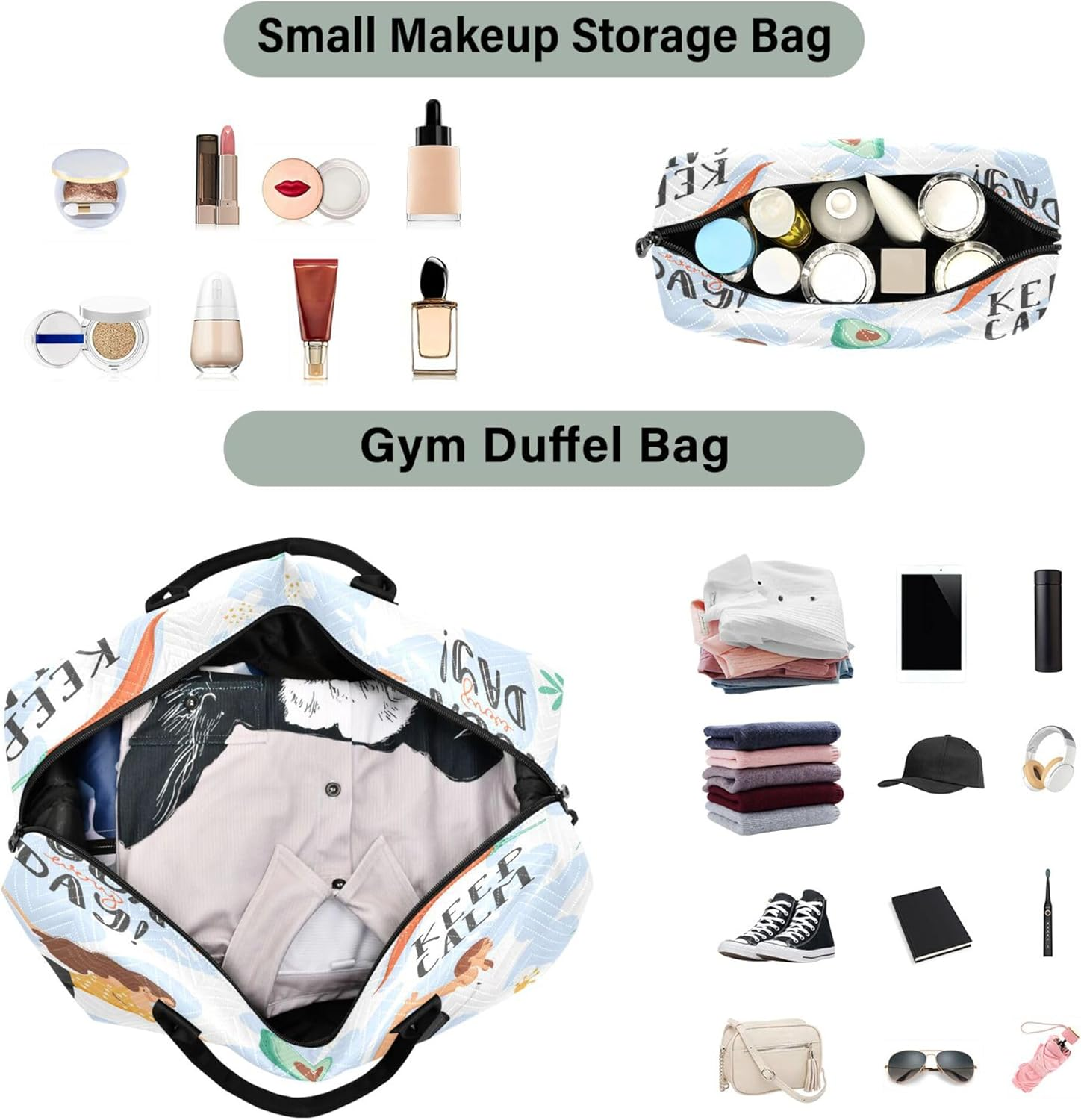 Travel Duffel Bag Gym Bag Large Carry on Airport Bag with Toiletry Bag for Trekking 2 Pcs Set Women in Various Yoga Poses, Multi, 1 Size, Modern/Fitted, Multi, 1 Size, Modern/Fitted image number 3