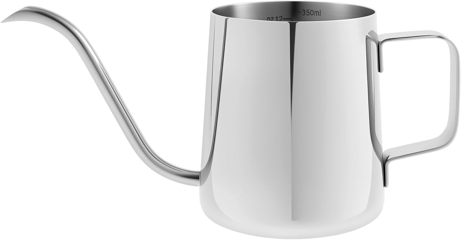 Fwqofvk 12Oz/350Ml Small Watering Can, 304 Stainless Steel Plant Watering Can with Ergonomic Handle, Rustproof Watering Pot for Indoor Plants (Black)