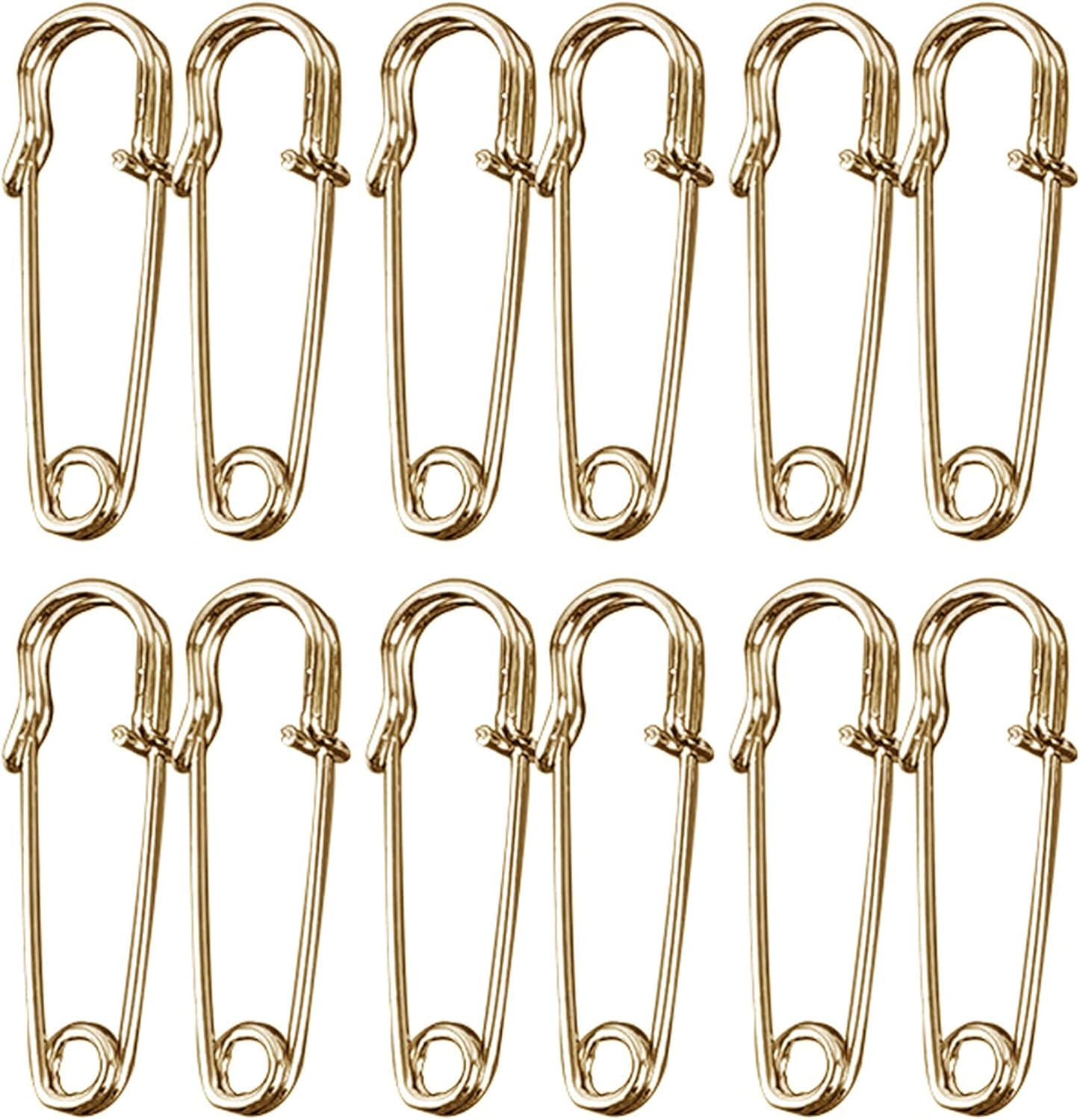 Large Safety Pins, Large Safety Pins Heavy Duty for Clothes, 12 Pack Pins Assorted for Clothes, Leather, Crafts, Canvas, Blankets, Shawls, Kilts (Gold, 100Mm 4'')