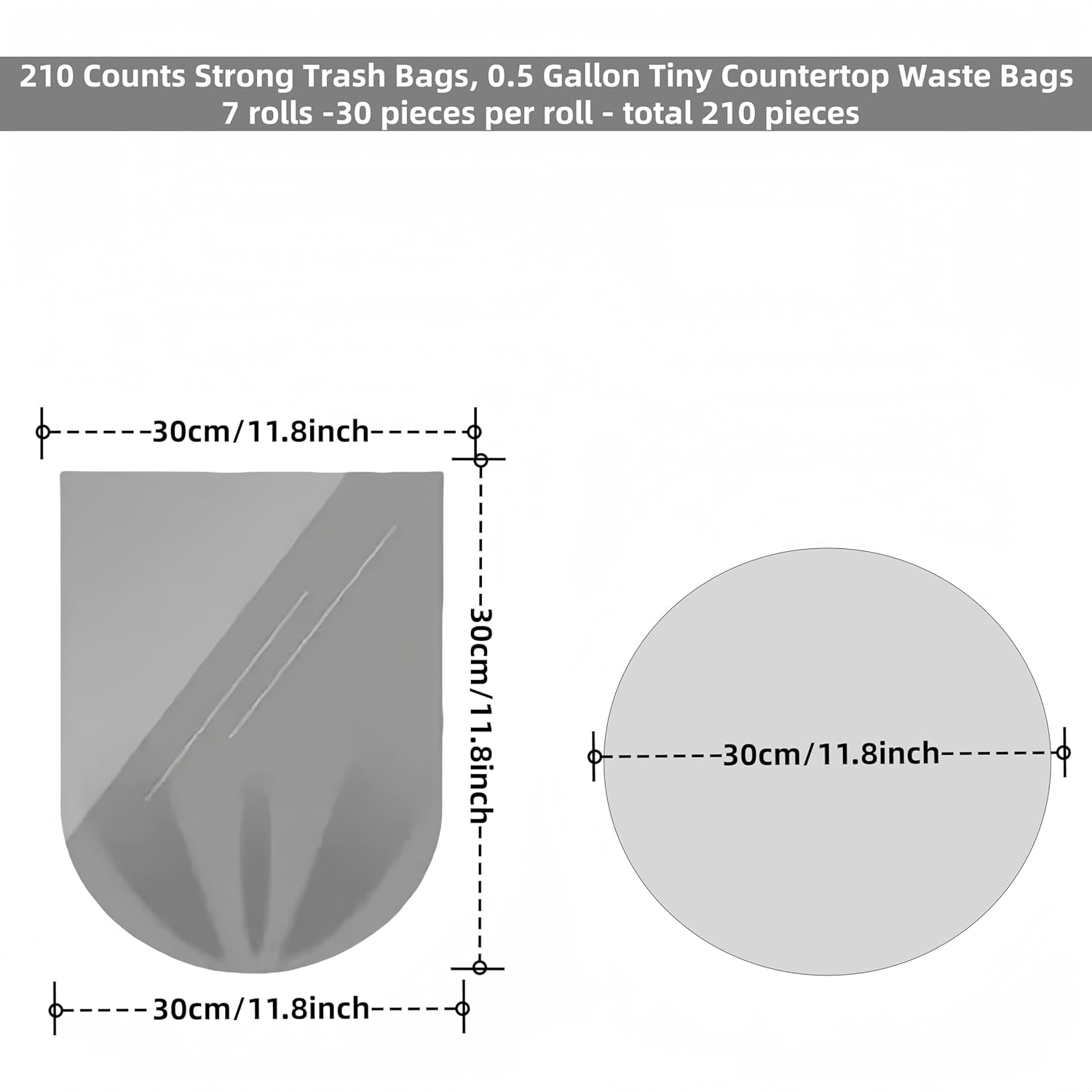 300 Pcs Clear Strong Tiny Garbage Bags for Mini Desk Trash Can, Bin Liners for Mini Desktop Bin, 0.5 Gal Trash Bags Small, Food Waste Bags, Bathroom Office Car Trash Bags (Transparent) image number 1