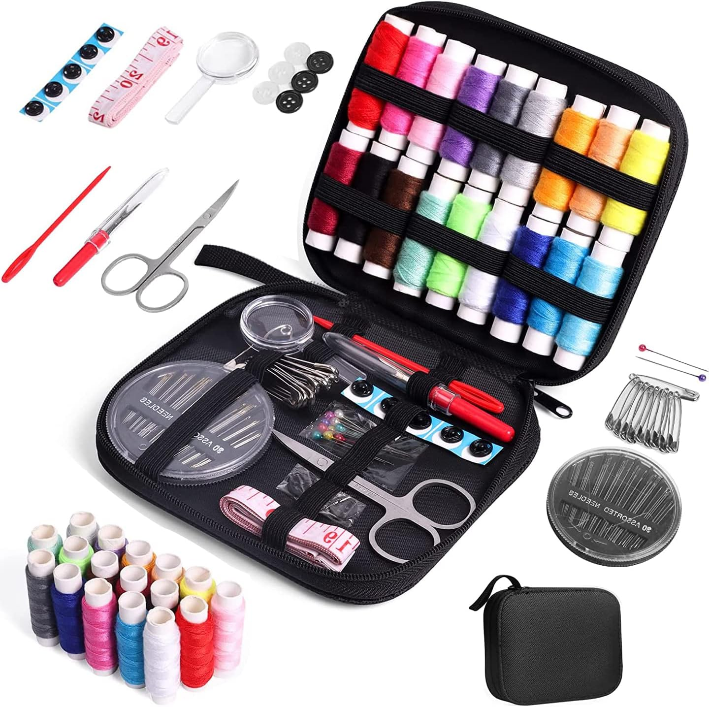 TUXWANG Sewing Kit with Sewing Accessories, Bobbins Thread, Large Format Premium Sewing, Sewing Box, Complete Sewing Kit for Beginners, Travelers image number 5