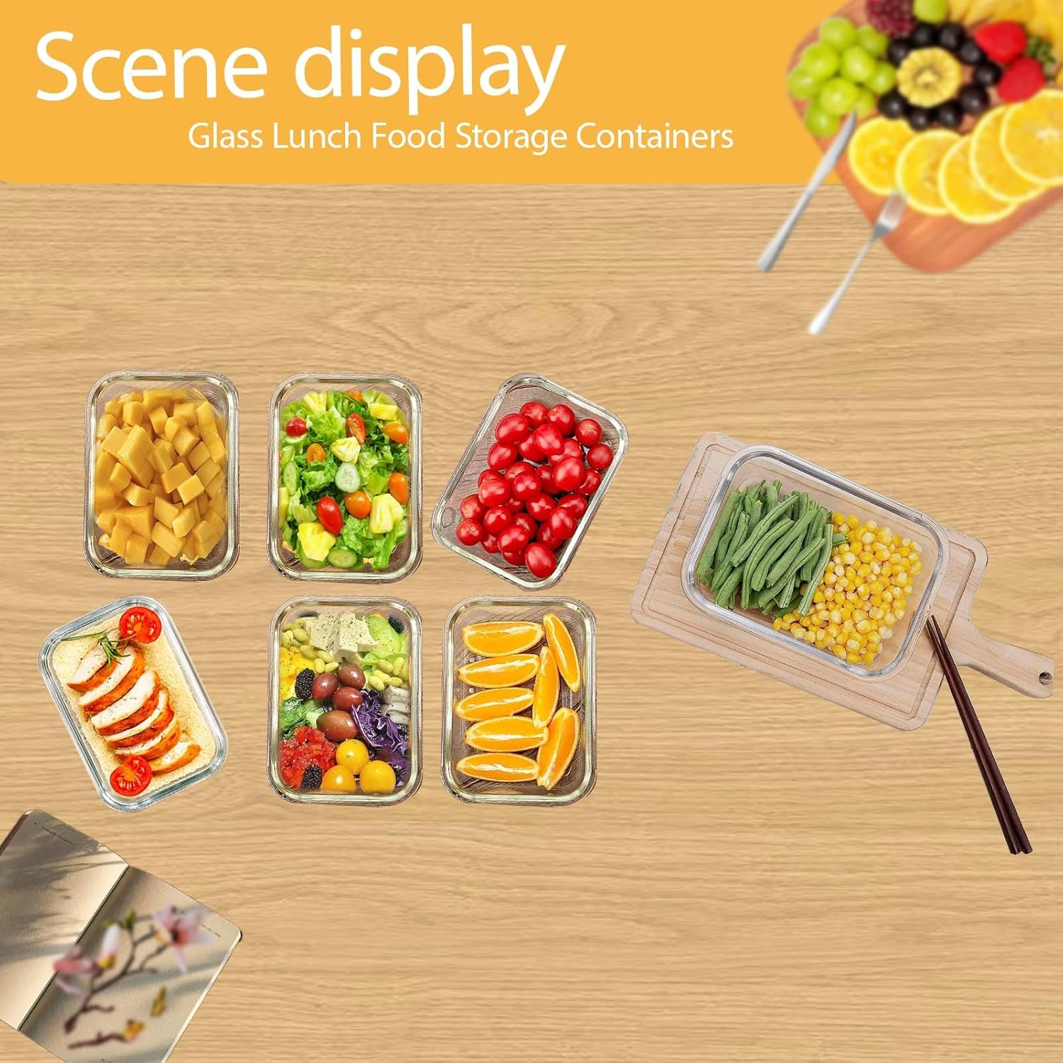 Anowker 10 Pack Glass Food Storage Containers with Snap Lock Leakproof Lids，Lunch Box Glass Meal Prep Container for Kitchen Storage image number 1