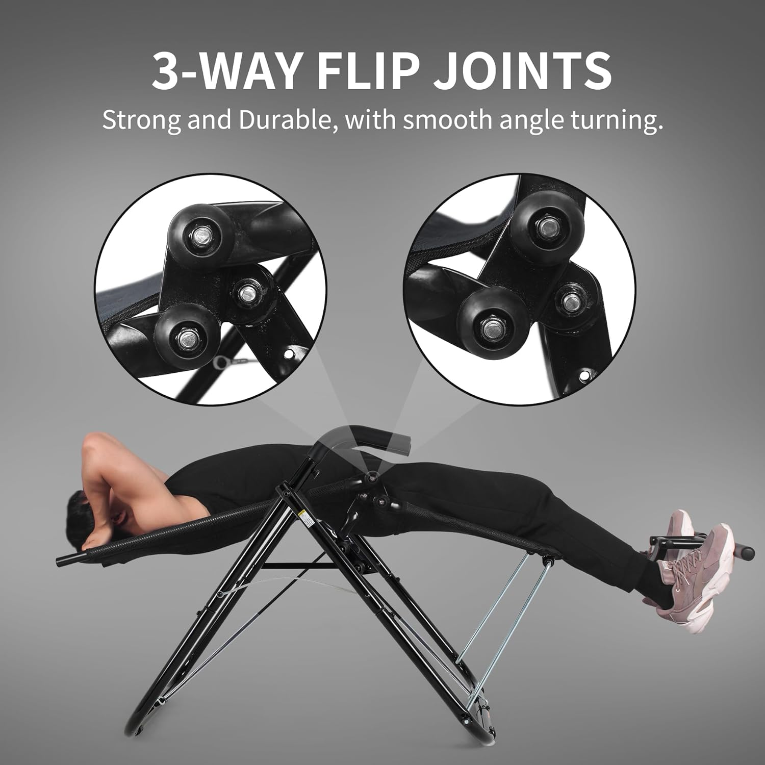 Leikefitness Ab Exercise Chair Core Strengthening Lightweight Foldable Sport Abdominal Exerciser Strength Training Inversion Equipment (Black) image number 1