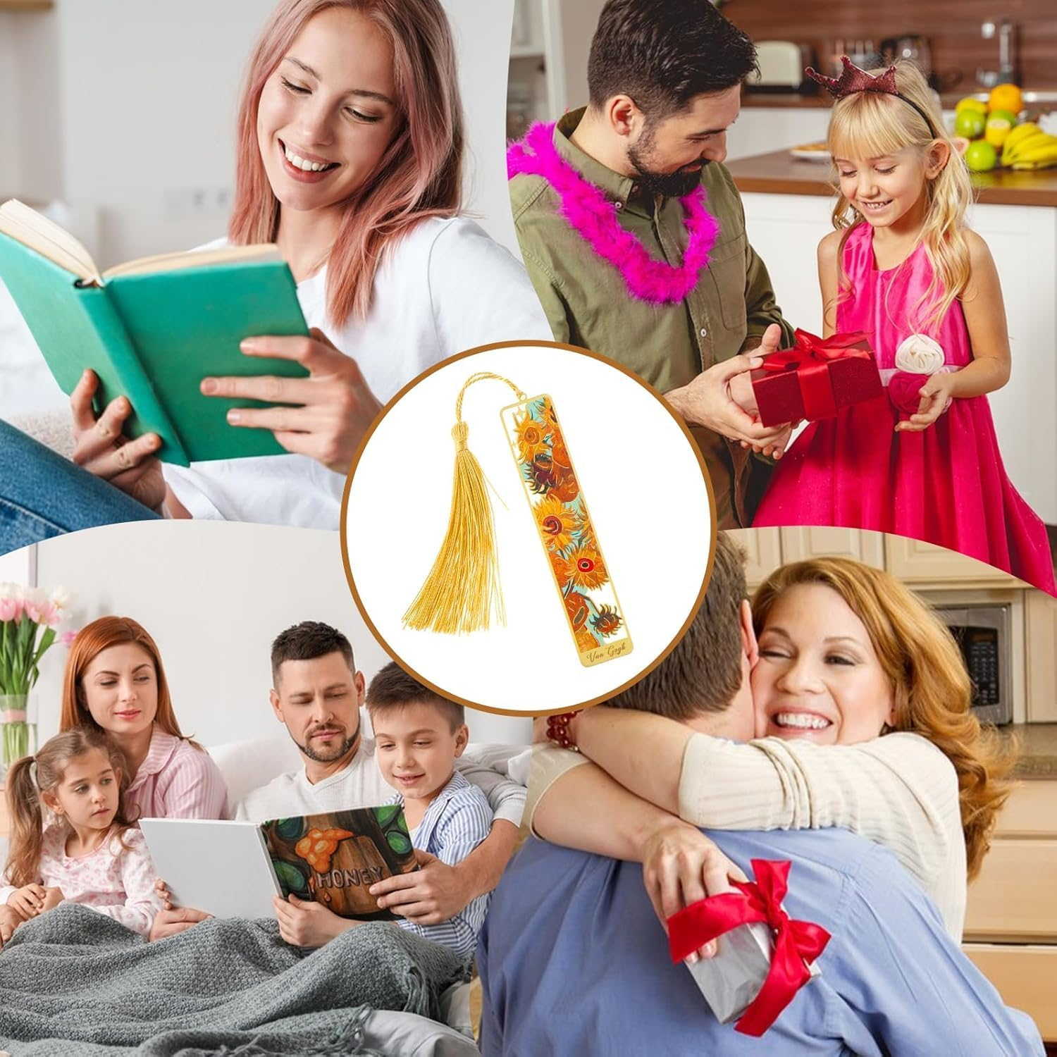 PQCLXUYA 1 Pieces Metal Bookmarks with Tassel,Gold Hollow Metal Bookmark, Vintage Book Marks for Reading Women, Men, Kids, Book Lovers, Reading Accessories Gifts for Book Lovers (White Rose Green) image number 1