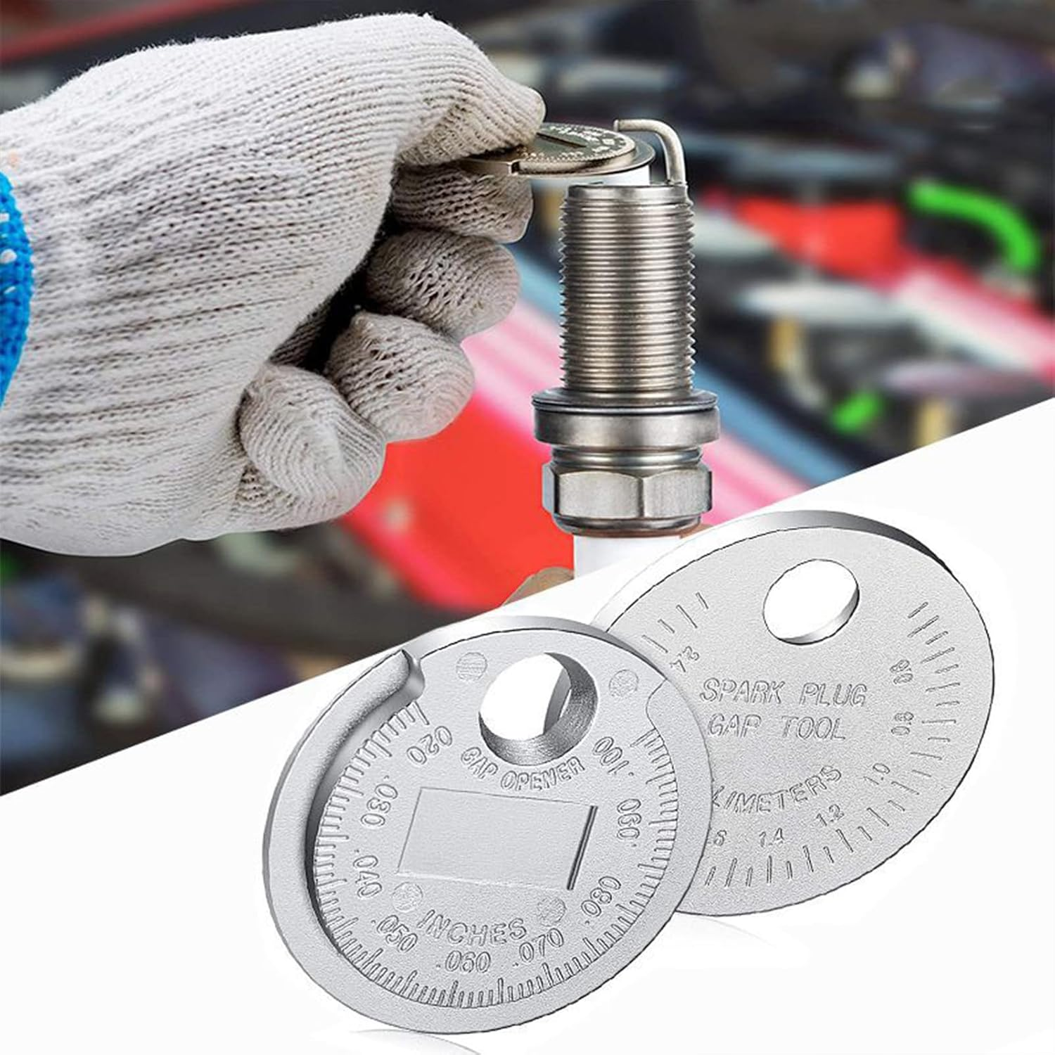 Spark Plug Gapper | Spark Plug Gap Gauge Tool Scaled from 0.6-2.4Mm,Coin-Type Sparkplug Tester Metal Car Accessories for Motorcycle, Automotive & Truck