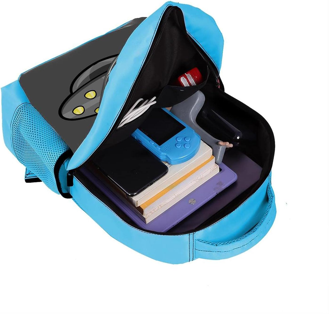 Blue Backpack Boy Bookbags Rucksack Men Travel Handbag Daypack Retro Funny Cartoon Alien image number 6