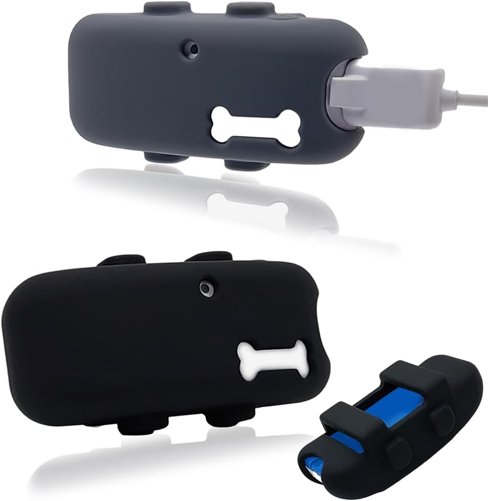 Silicone Case Compatible for Tractive GPS Dog Tracker,Waterproof Rubber Accessories Cover Finder,Sturdy Durable Secure Pet Tracker Holder for Collar (2Pack,Black,Grey)