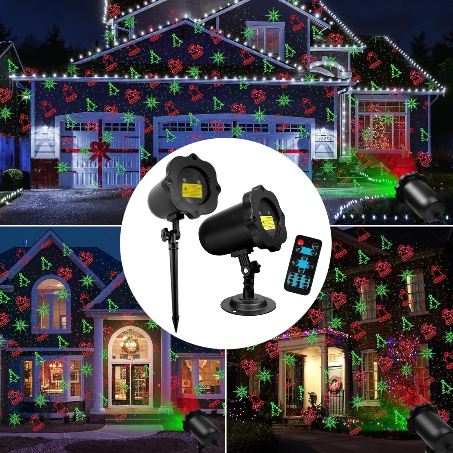 Christmas Projector Lights,Outdoor LED Christmas Lights with 16 Christmas Patterns with Remote Control,Waterproof Snow Projector Suitable for Xmas Birthday Party,Holidays,Decorative Lights image number 5