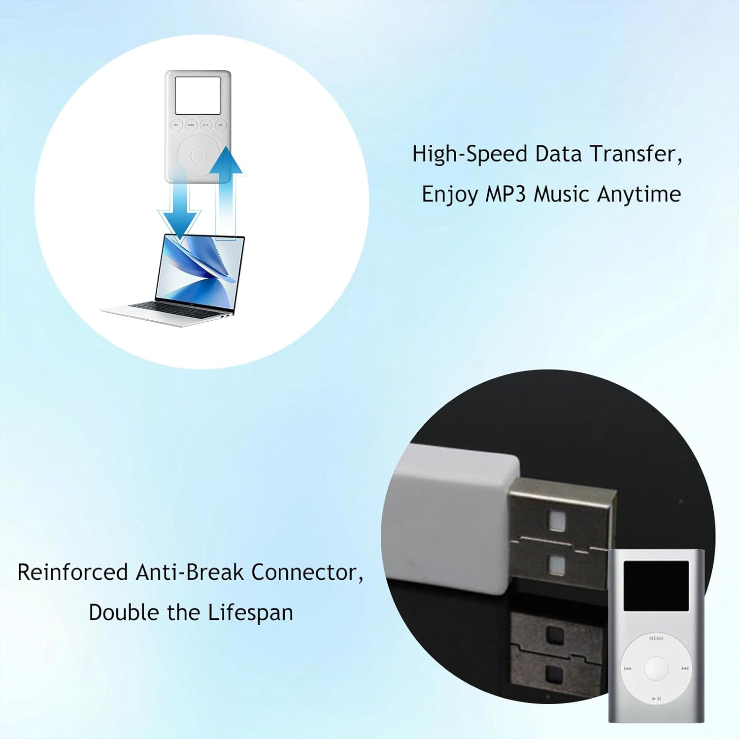 Generic USB Data Sync Charger Cable for Apple Ipod Shuffle 1St 2Nd Gen Generation White Color Charging and Data Transfer Cable for Ipod Devices image number 1