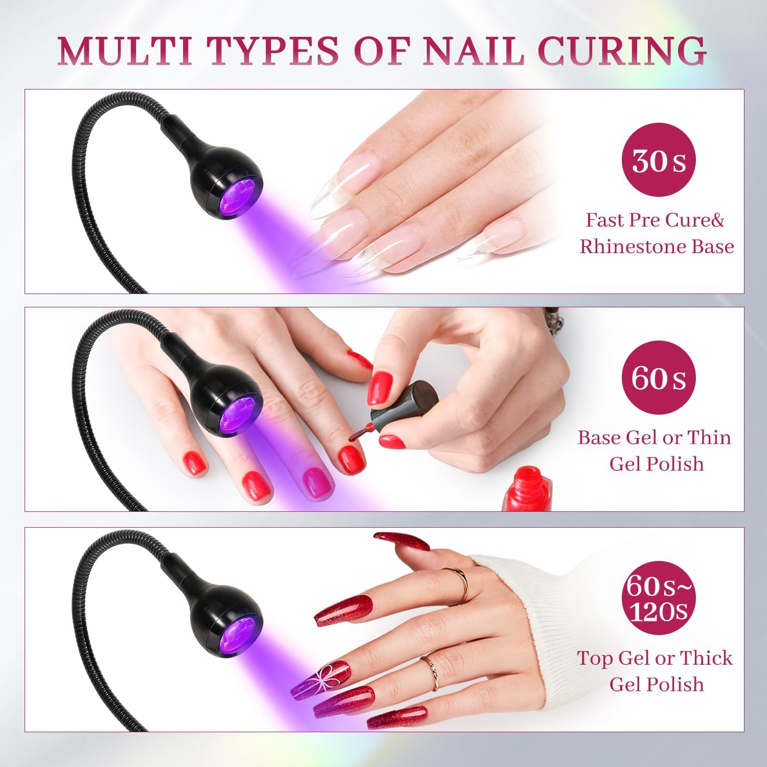 Krofaue UV LED Nail Lamp - Quick Dryer Curing Light Foot Control Gooseneck UV Nail Dryers with Gooseneck and Clamp Manicure Salon DIY at Home Beauty Black image number 4