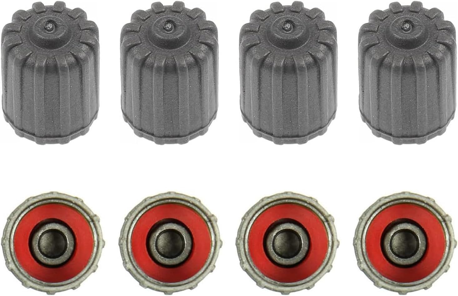 TPMS Plastic Tire Valve Stem Caps Black with Airtight Rubber Seal Universal Air Tire Stem Caps for Car Valve Caps, Tesla Original Valve Covers, All-Weather, Air Protection, Light-Weight (8 Pack)