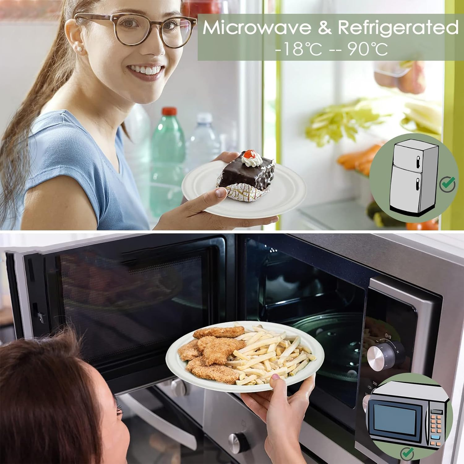 450PCS Biodegradable Dinnerware Set, Eco-Friendly Party Set for Party Supplies, Wedding, Anniversary, 7/9 Inch Plates, Napkins, Straw, Cups, Spoons, Forks and Knives (50 Guests)