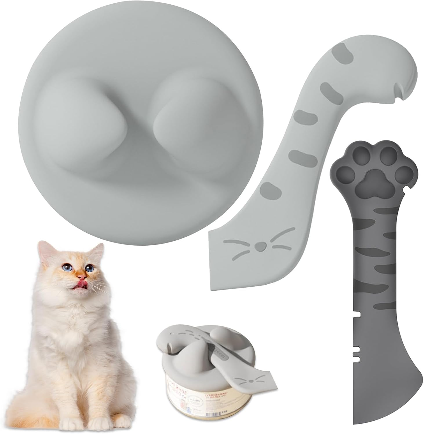 KUBDPQOR Pet Food Can Lid Set, Versatile Cat Food Lid and Cat Spoon/Can Opener for Cat Food Cans, for Dogs and Cat Food, Fits Almost All Food Cans image number 3