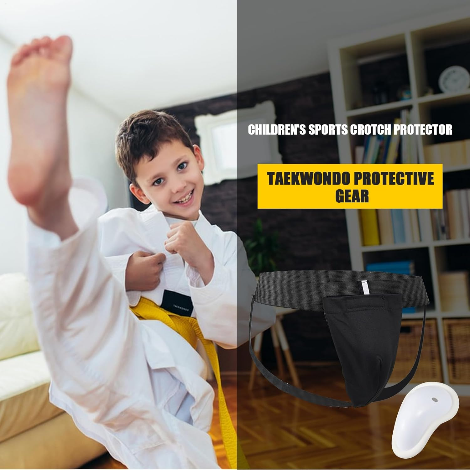 Groin Guard - Shock Absorbent Groin Protector - Adjustable Breathable Guard for Sparring Training Fighting Ice Hockey Grappling Boys Kickboxing Arts Men