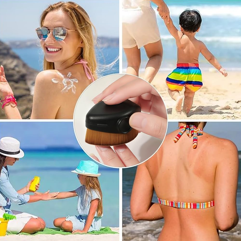 Kids Sunscreen Applicator - Suntan Lotion Applicator with Soft Bristles, Portable Foundation Makeup Brushes for Liquid Foundation Powder Cream,Portable Foundation Makeup Brushes (Green) - Green image number 6