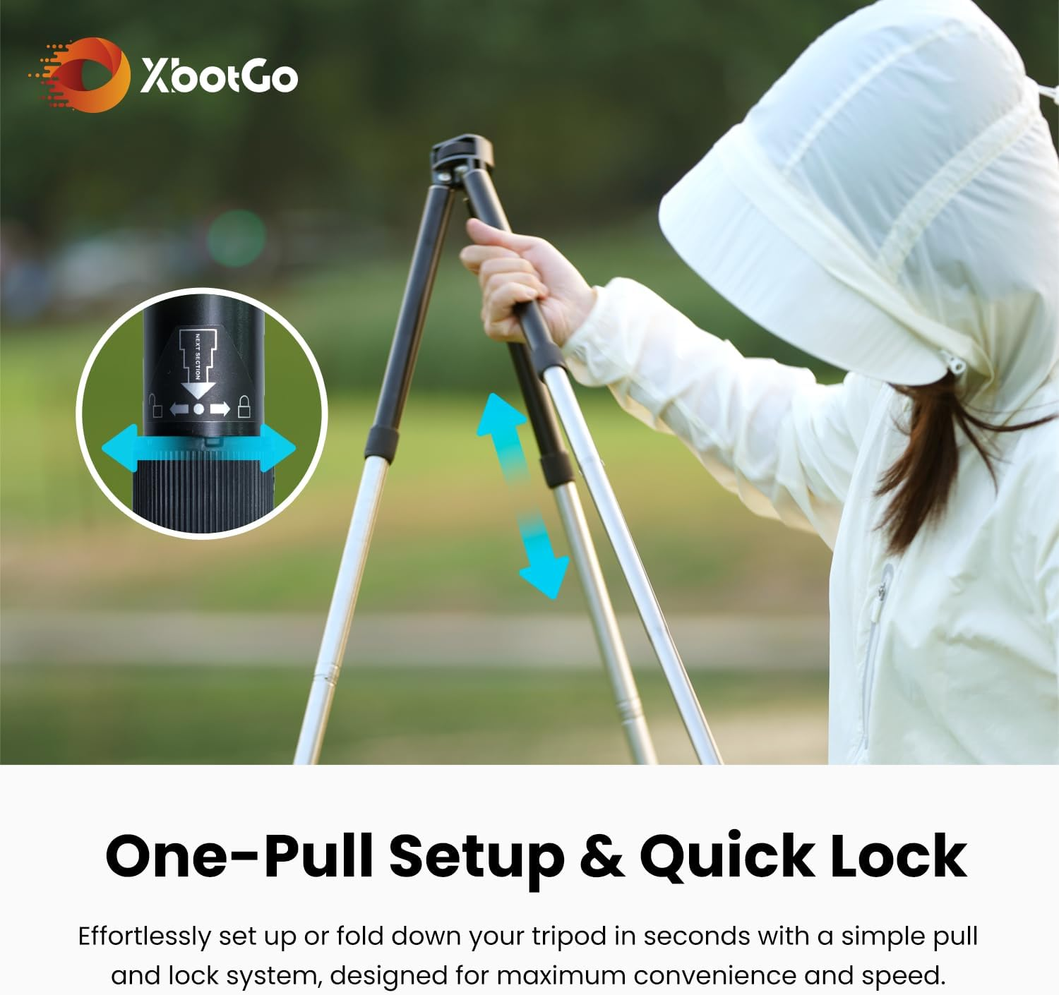 Xbotgo Update T1 Tripod, 115 Cm Height, 3 Kg Load Capacity, Lightweight Aluminium, Compatible Chameleon Sport Gimbal, with Quick Release Plate, Easy Setup, Portable image number 2