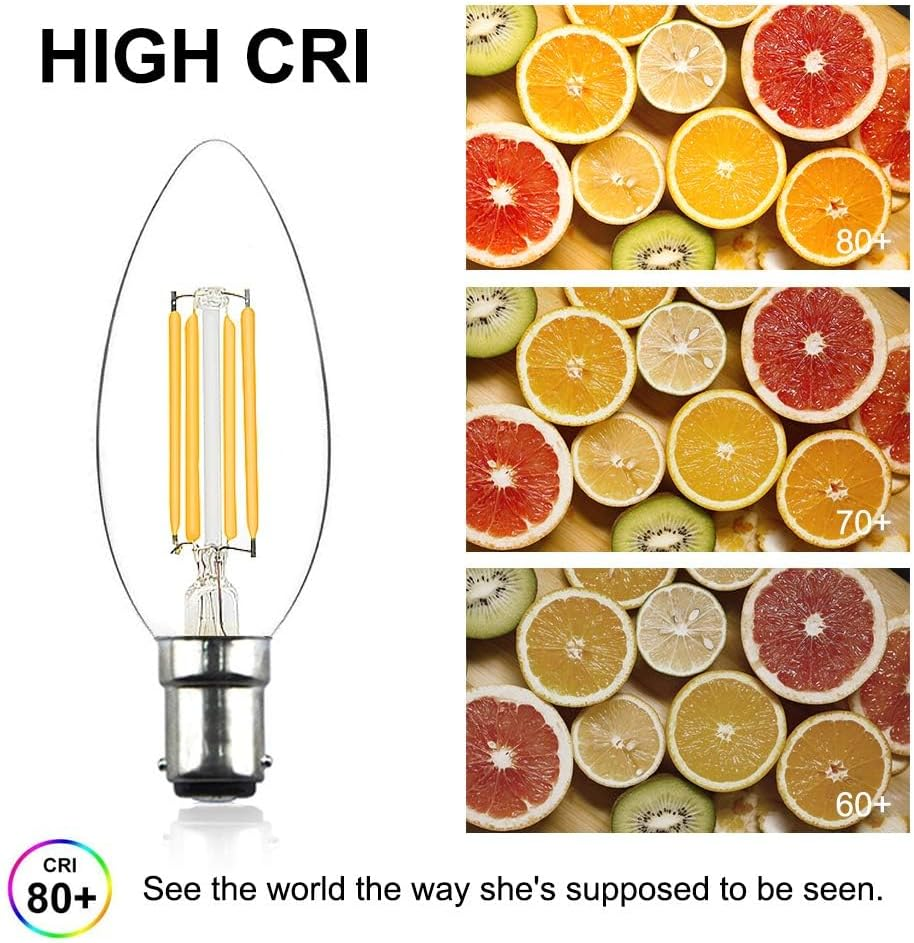 Bonlux 4W B15 LED Bulb, B15 Small Bayonet Candle Light Bulbs, Dimmable Light Bulb Bayonet Ba15D B15D Led Bulbs Warm White 2700K for Chandeliers, Bedroom (4-Pack) image number 5