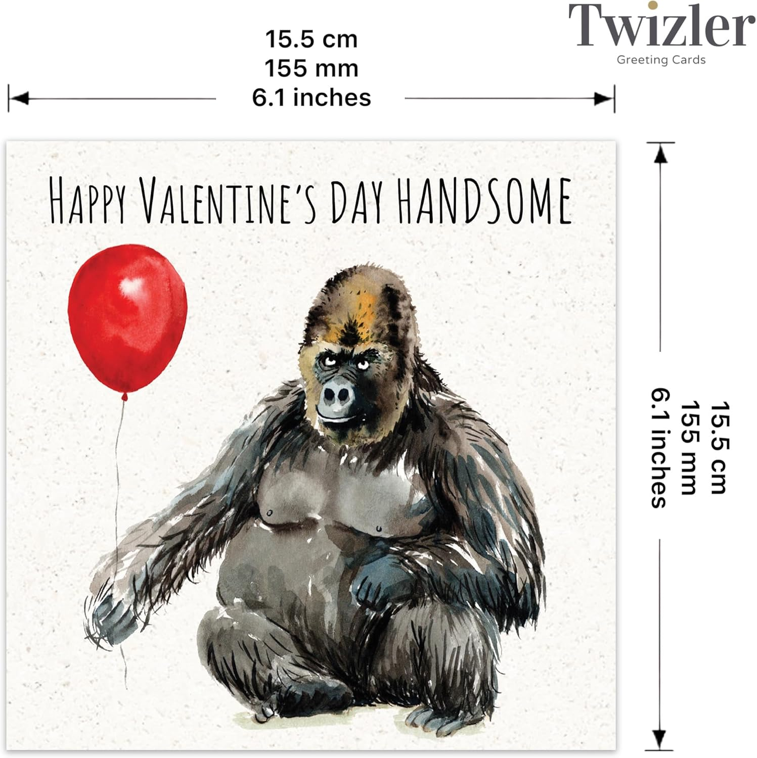 Twizler Funny Valentines Card with Handsome Gorilla - Valentines Day Card for Husband or Boyfriend - Valentine'S for Him Fianc&eacute; or Partner image number 5