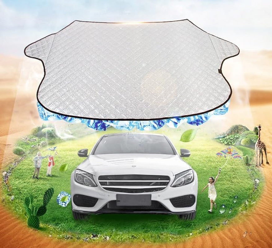 Universal Snow Cover with Tuck-In Flaps, Car Sun Shade with Aluminium Foil Lamination, Waterproof Windscreen Cover Compatible with Most Car, SUV, Truck (Style 1, 145Cm*100Cm) image number 5