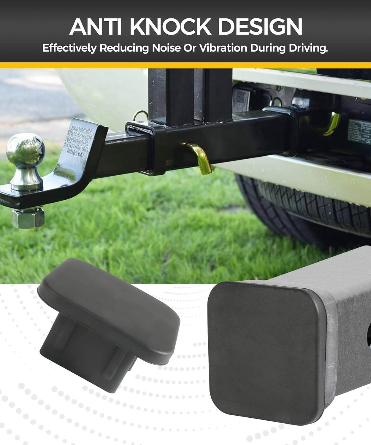 Hitch Cover,Car Accessories Trailer Hitch Covers,Tow Hitch Covers,2 Inch Receiver Hitch Cover,Rubber Heavy Duty Trailer Hitch Tube Cover Plug,Suitable for Most Cars Trucks ATV (Black) image number 6