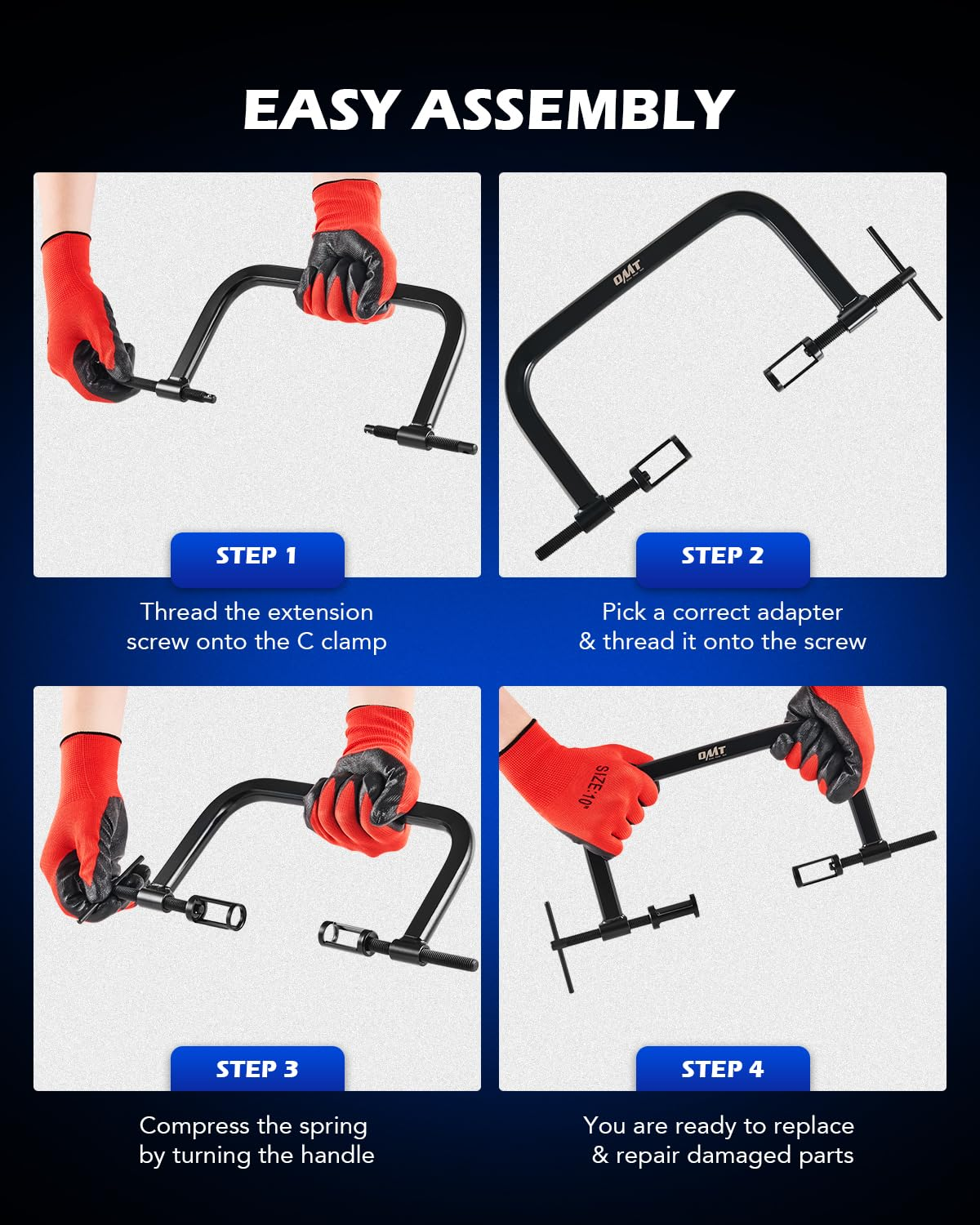 Orionmotortech 10Pcs Solid Valve Spring Compressor, Auto Compression Clamp Tool Service Kit for Motorcycle, ATV, Car, Small Engine Vehicle Equipment - Blue image number 7