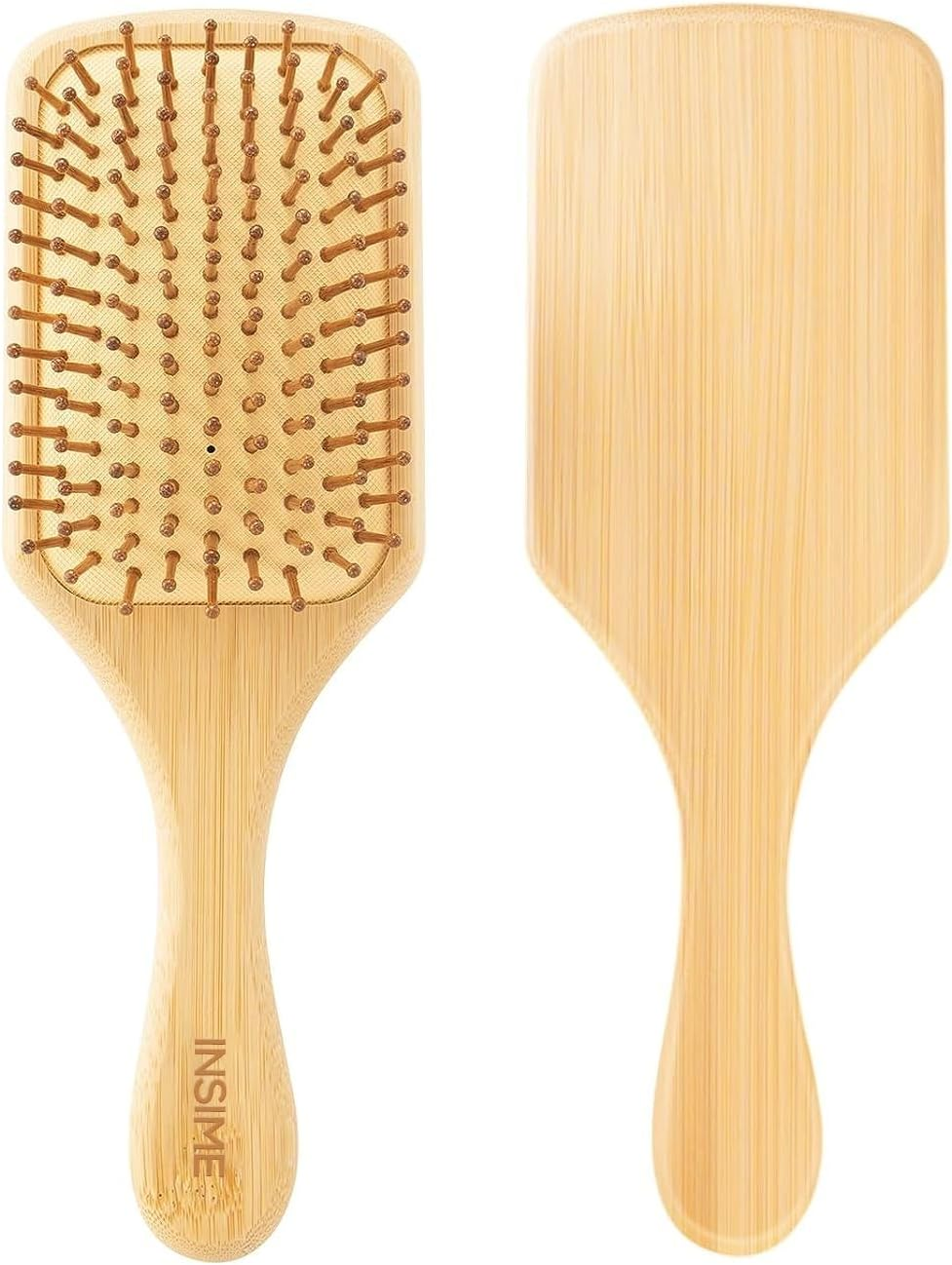 INSIME Bamboo Hair Brush with Bristles | Wooden Paddle Brush for Women & Men | Large Hairbrush image number 2