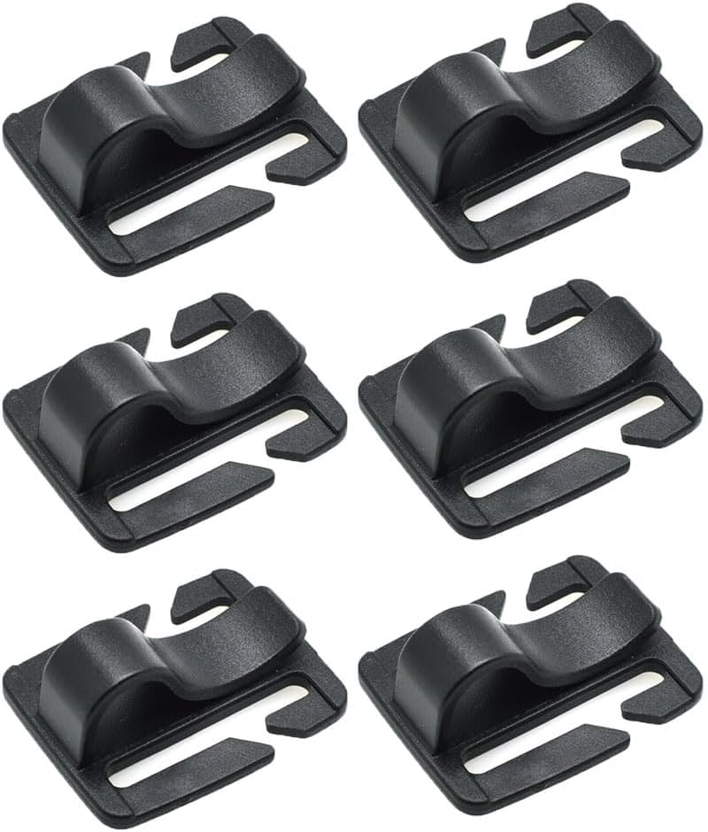 Esforzarse 6 Pcs Black Water Bladder Tube Clips, 31.8 X 25.9Mm Sternum Strap Tube Pipe Clip, Water Tube Clip Military Backpack Clips, Outdoor Backpack Water Bladder Hose Hose Clip Camping and Hiking image number 2