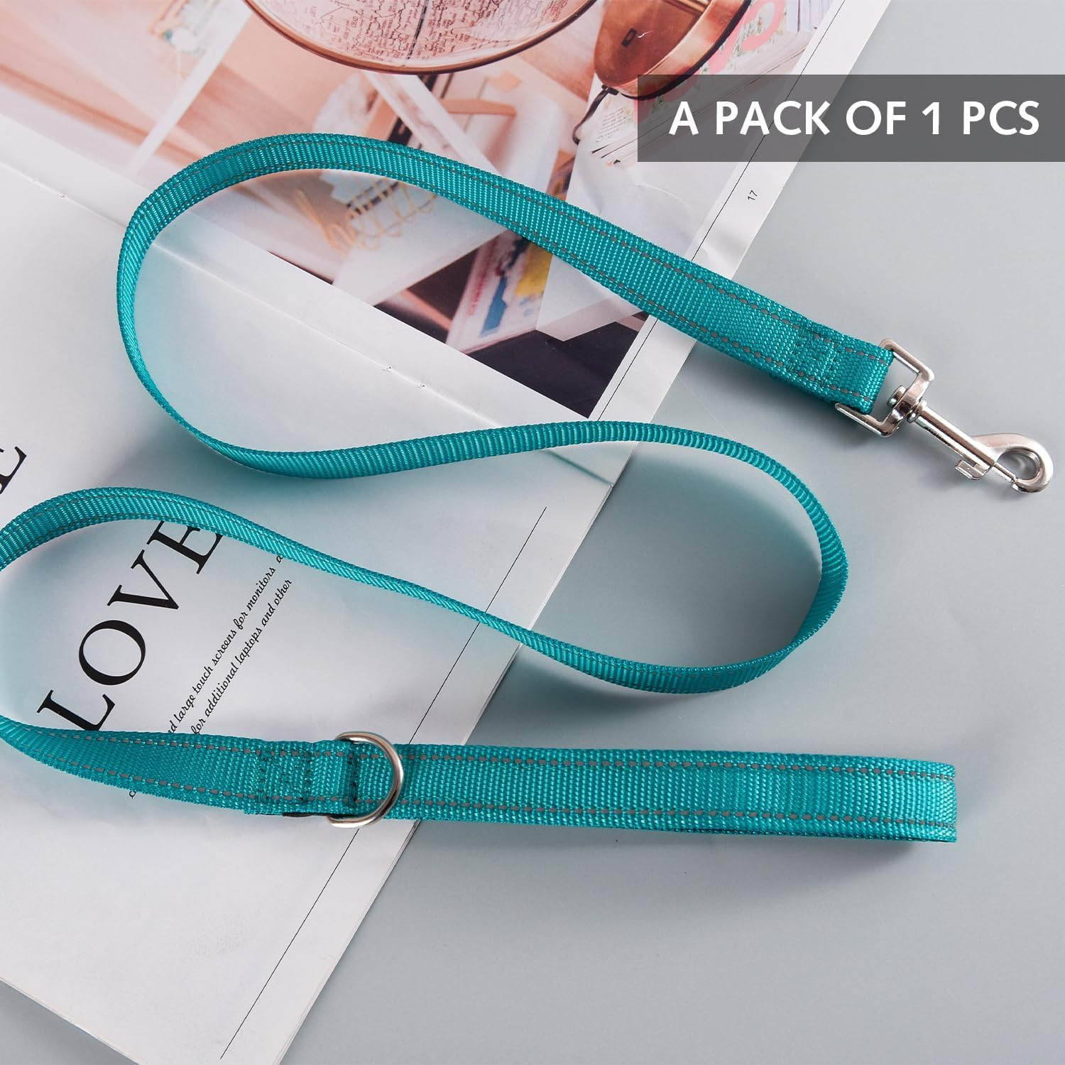 Padded Handle Dog Leash Double Sided Reflective Nylon Leash Training Leash for Small Medium Dogs image number 2