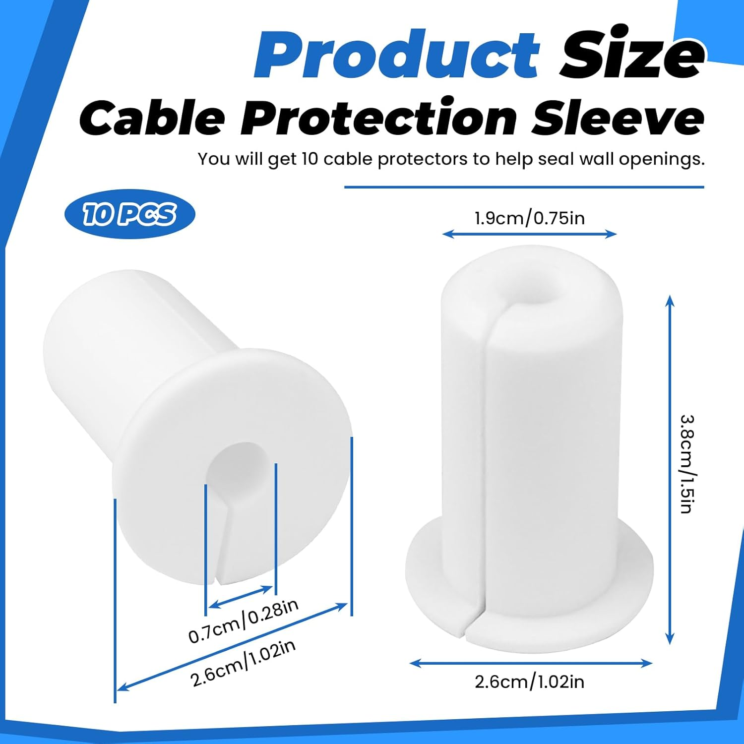 Sekonow 10 Pack Cable Grommet for Starlink for 3/4 Wall Hole, Silicone Wall Cable Pass through Bushing Grommet Line Routing Kit Cord Cover Hider for Starlink Ethernet Wire (White) image number 2