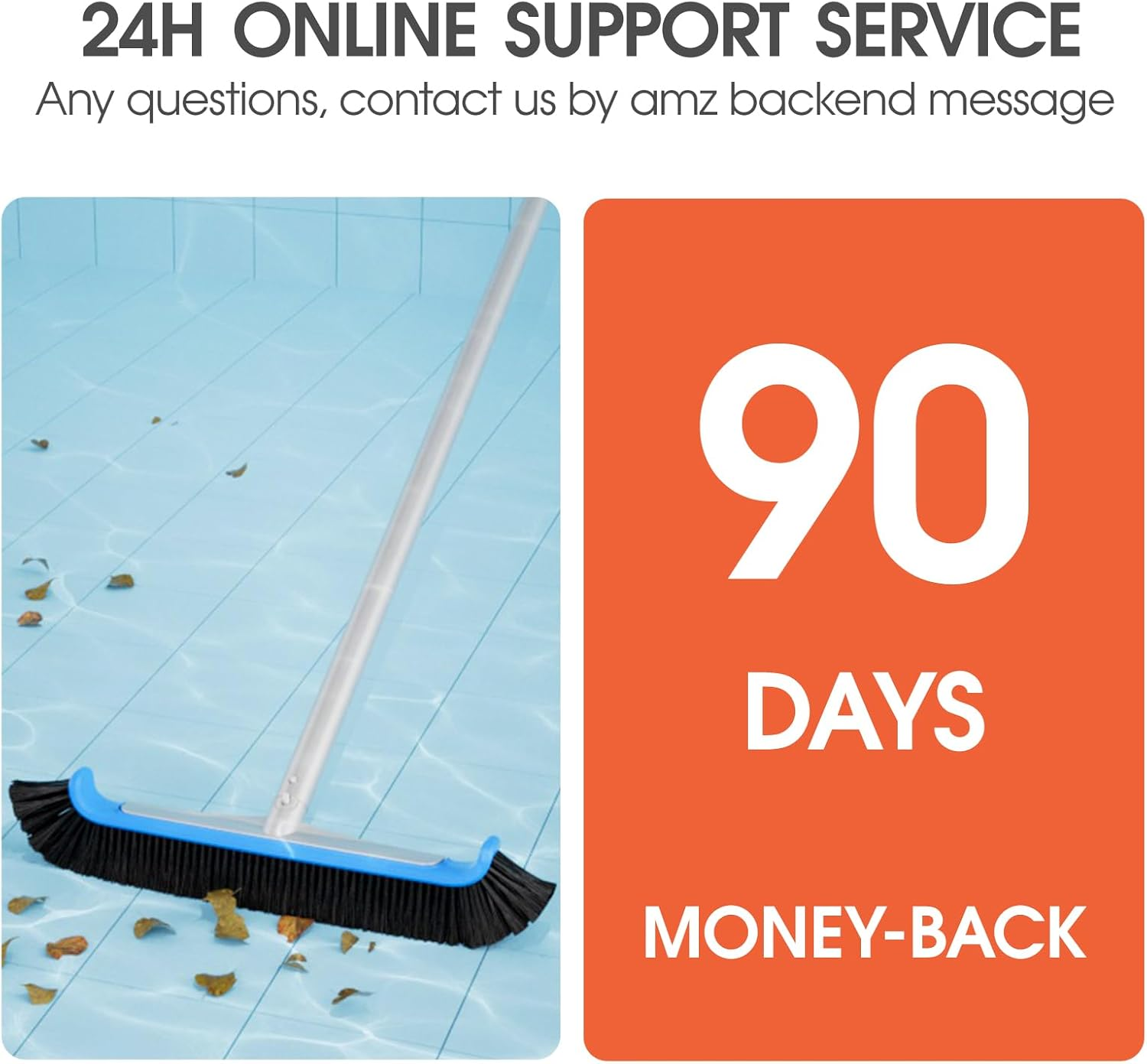 Tidymister Pool Brush 17.5'' Heavy Duty Swimming Pool Brushes for Cleaning Pool Walls & Tiles & Floors & Corners Scrub Brush Head Reinforced Aluminum Back (Pole Not Included) - Blue image number 2