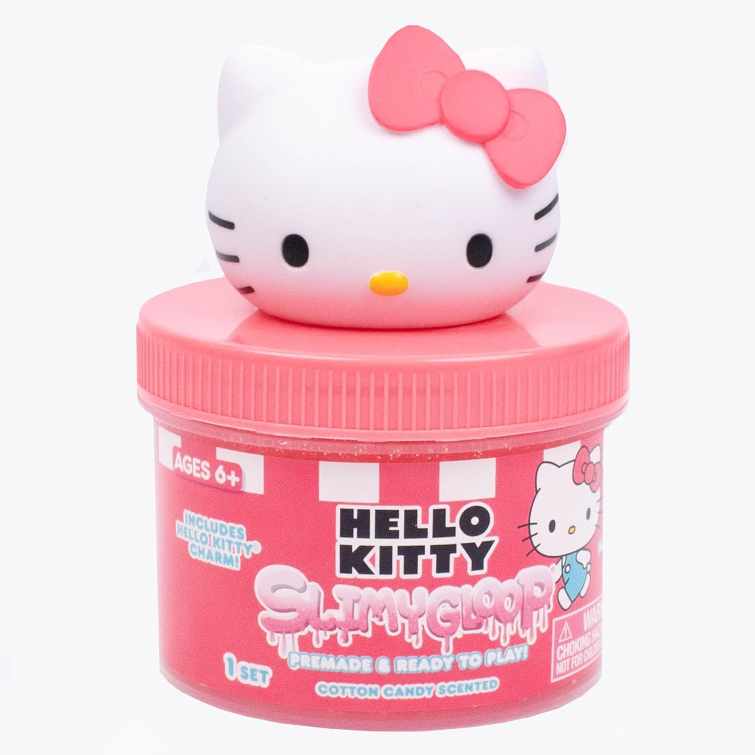 Hello Kitty SLIMYGLOOP Jar, 8 Oz Red & White Cotton Candy Scented Slime, Includes Beads & Hello Kitty Charm, Sanrio Stuff, Hello Kitty Slime, Slime for Kids, Hello Kitty Merch image number 6