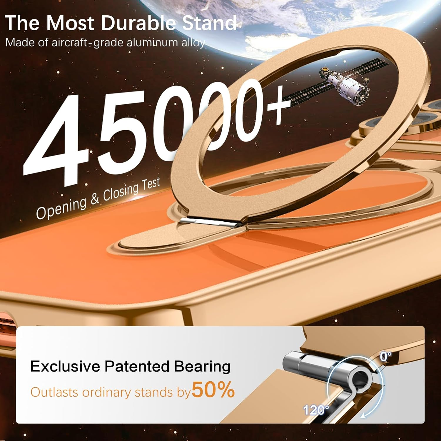 Gaobao Case for Iphone 17 Pro Max, Mobile Phone Case Iphone 17 Pro Max with Invisible Magnetic Ring Stand [Compatible with Magsafe] Coating, Transparent Back Protective Case, Gold image number 4