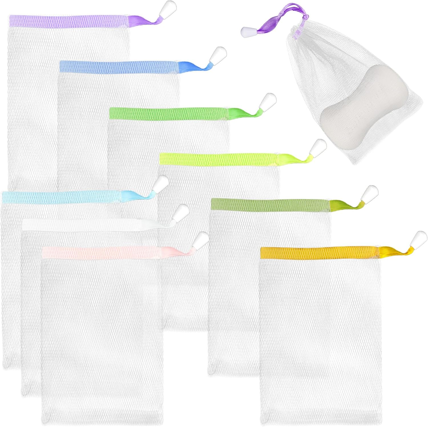 AUEAR, 60 Pack Mesh Soap Pouch for Shower Washing Bubble Foam