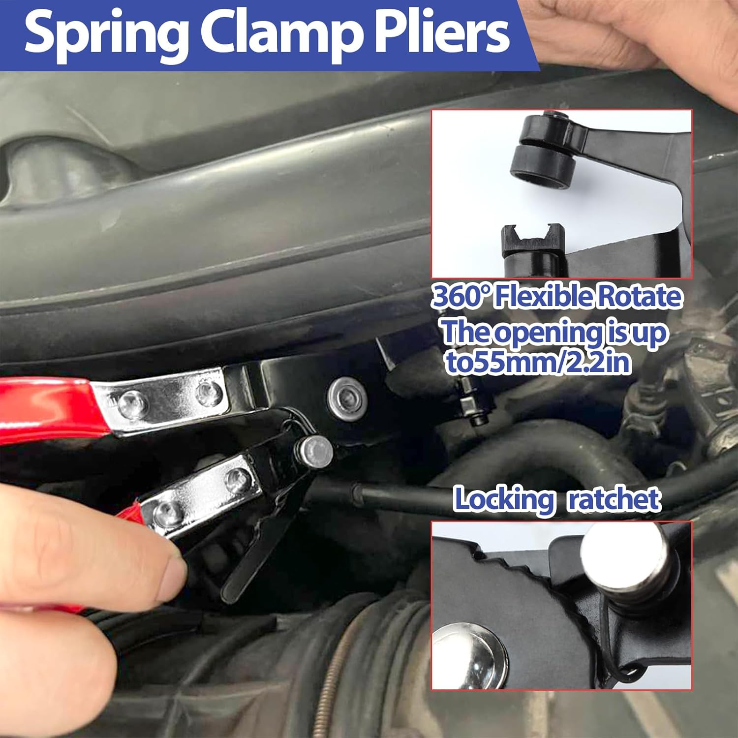 Hose Remover Pliers Assortment Kit, 4 Pcs Hose Remover Pliers Assortment Kit Including Fuel Filter Calipers, Hose Pipe Clamp, Clip Hose Removal Pliers, Spring Clamp Pliers image number 1