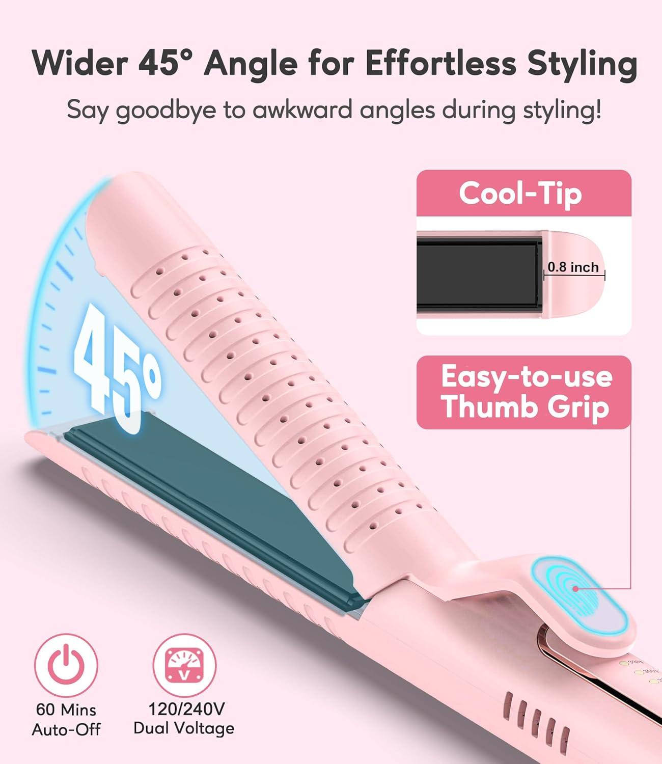 Farery Chill Set Soft-Air Curling Iron: Gentle Soft Air for Quick Styling & Long-Lasting Curls, Lock in Style with Cooling Air Vents, 2-In-1 Hair Straightener & Curler with Upgraded Long Barrel, Pink